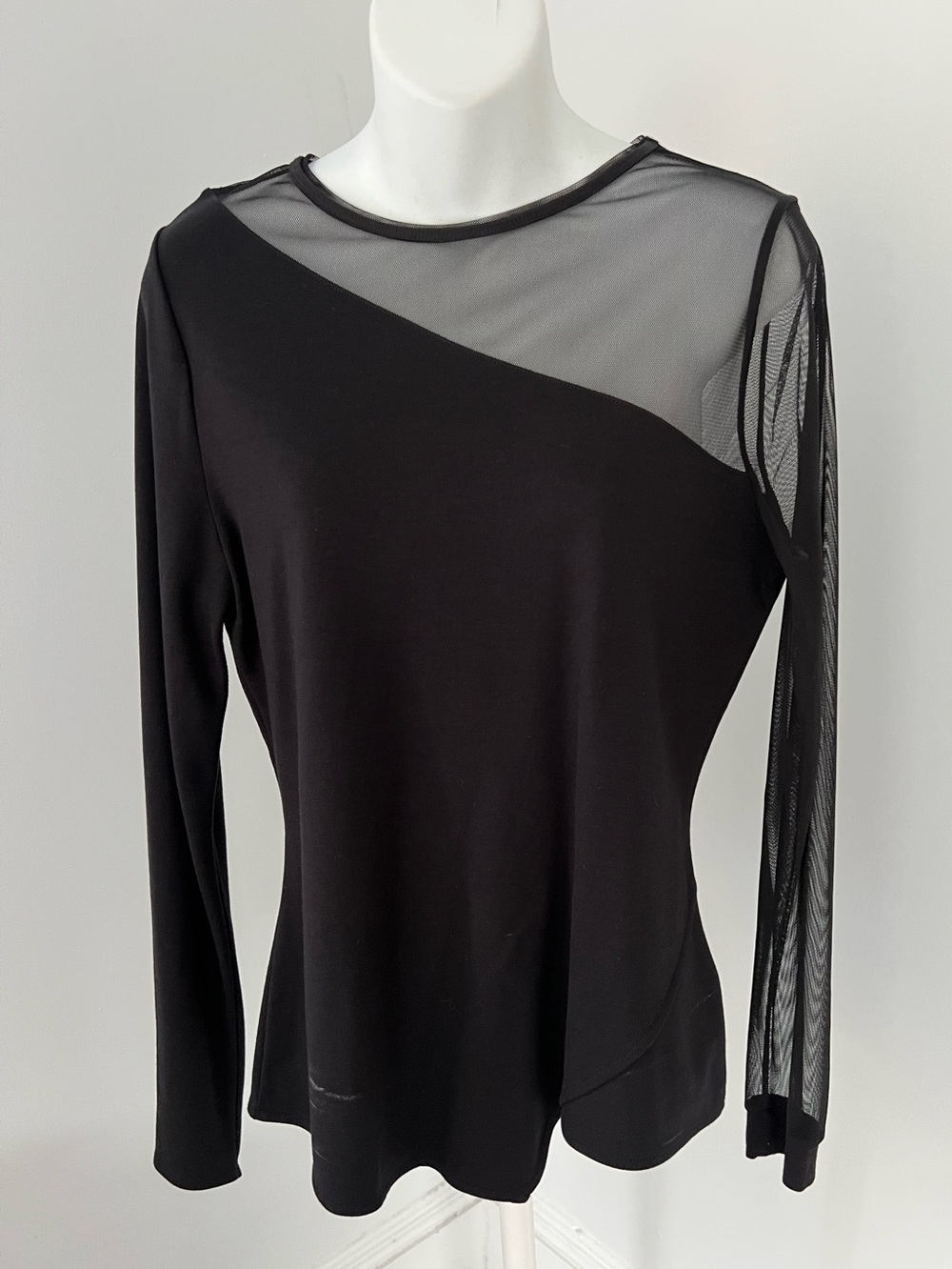 Karen Millen Black Long Sleeve Top with Sheer Mesh Panels Sz. 10
